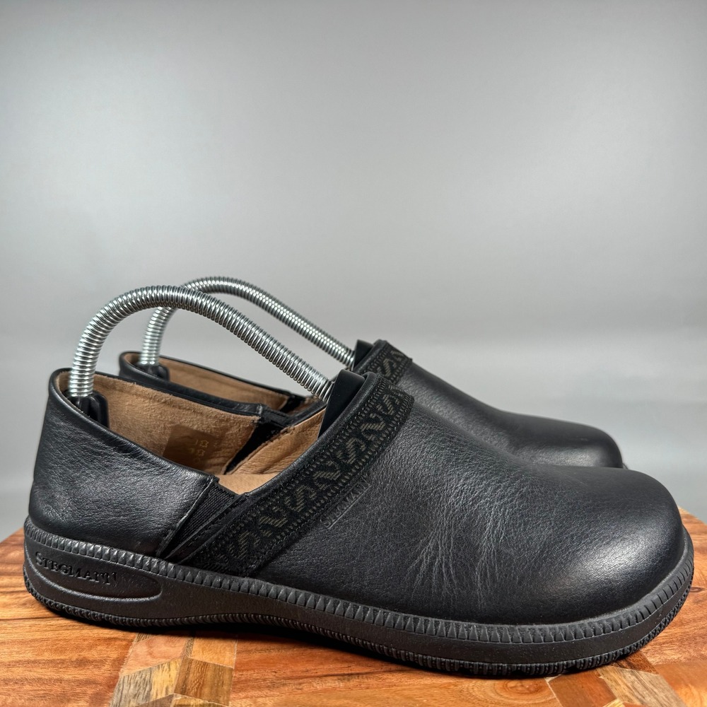 Stegmann Liesl Black Leather Clogs Women Size 10 Slip On Comfort Shoes Portugal